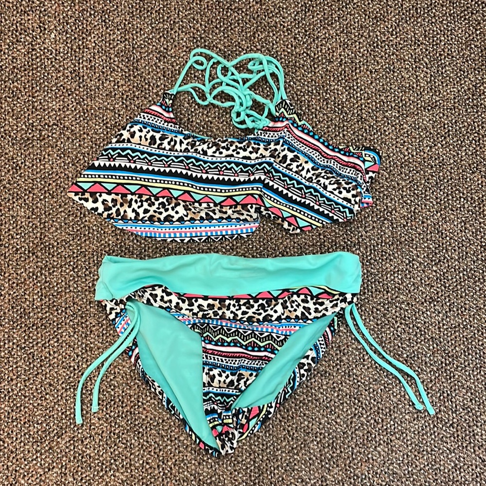 Justice patterned bikini size 16
